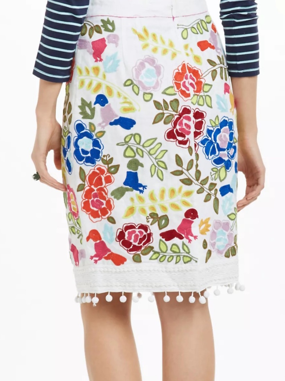 Anthropolgie Moulinette Soeurs linen embroidery skirt with floral design
